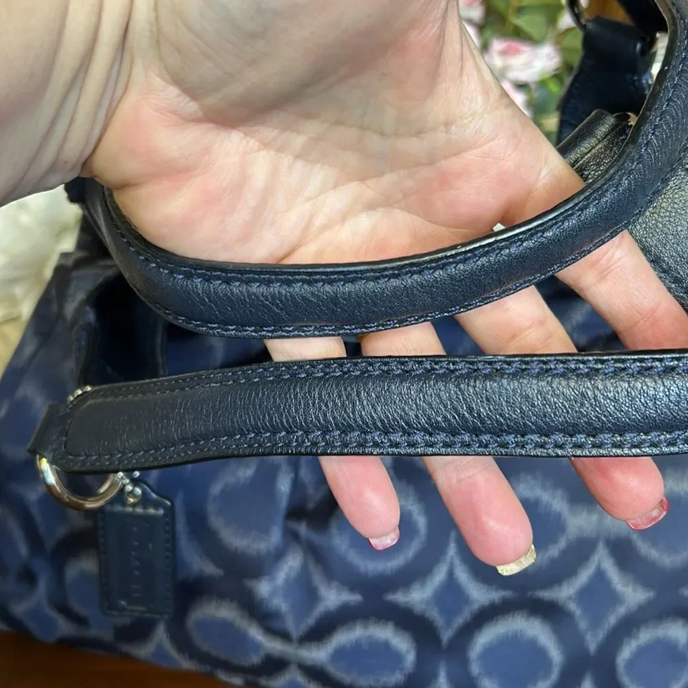 Coach Madison Phoebe Tumbled Blue Logo 3 section Navy lining inside and dust bag